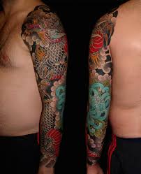 Black And Red Japanese Sleeve Tattoo Black And Red Dragon Japanese Sleeve By Luca Ortis