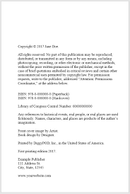 Long Copyright Page Example Copyright Page Copyright All Rights Reserved Format