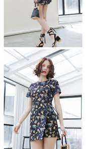 ciao俏2018新款夏装女螺纹领碎花侧开叉修身收腰超仙连衣裙 淘宝网 fashion style vintage