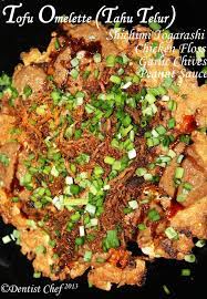 Resep Tofu Omelette Tahu Telur With Peanut Sauce Meat Floss And Garlic Chieves Tofu Omelette Tofu Veggie Recipes