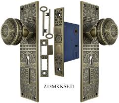 Before purchasing a lock, measure your door's backset, cross bore and thickness to ensure you find the right fit. Vintage Hardware Lighting Windsor Pattern Door Plate Set With Locking Keyed Mortise Z13mkkset1