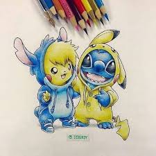 Art Savon Dessin Amour Stich Cute Drawings Disney Drawings Stitch And Pikachu