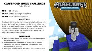 «constructor de código para minecraft: Minecraft Education Edition Did You Know That The Sun Is 286 Times The Size Of Mercury This Week S Build Challenge Invites Students To Create A Scale Model Of Our Solar System