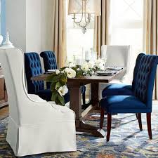 Aislin Dining Chair With Ivory Slipcover Dining Room Blue Brown Dining Table High Back Dining Chairs