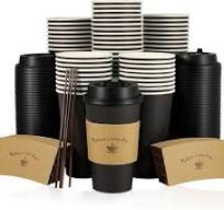 Wholesale 16 oz Paper Coffee Cups with Lids, Sleeves, and Stirring Sticks -  Disposable, Black, Perfect for Hot Coffee and Chocolate Drinks in Homes ...