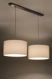 geschikt voor led mooie hanglamp met 2 witte stoffen kappen de binnenkant van de kappen is ook wi restaurant verlichting verlichting ideeen lampen eettafel