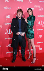 DJ Gerard Estadella and his partner are seen on the red carpet during the  XII Edition of the Interior Design, Design and Architecture Awards  organized by the AD magazine in the Teatro