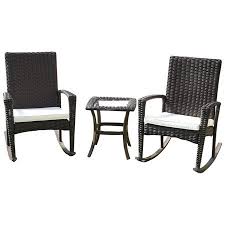 Gymax 3 Piece Rattan Wicker Furniture Set Cushioned Patio Garden Outdoor Walmart Com Wicker Table And Chairs Wicker Patio Furniture Set Rattan Rocking Chair