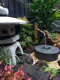 Granite Pagoda Mizubachi With Bamboo Shishiotoshi Water Spout Malvern Vic Australia Small Japanese Garden Zen Garden Design Japanese Gardens Design Ideas