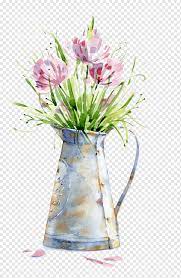 In this video, i will paint lilac in a vase for tutorial step by step. Pink Rose Flowers In Pitcher Watercolor Painting Canvas Print Poster Vase Flower Arranging Flower Vase Decorative Png Pngwing