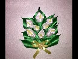 13 Diy Arranjo Copo De Leite X2f Flor De Cetim X2f Kanzashi X2 Tutorial Flor Hecha Con Cinta Tutorial De Flores De Tela Tutorial Bordado De Cintas