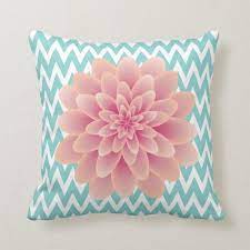 Hexagram turquoise grey decorative pillow covers 18 x 18 inch, blue teal and grey throw pillow covers set of 4 soft polyester blue turquoise cushion case for couch bed living room bedroom home decor. Large Pink Chrysanthemum And Turquoise Chevron Throw Pillow Zazzle Com In 2021 Chevron Throw Pillows Floral Pillows Throw Pillows