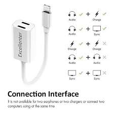 Dual Lightning Adapter Splitter Double Iphone Excellenter Headphone Audio Charge Excellenter Headphone Audio Splitters