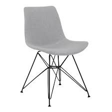 Palmetto Contemporary Dining Chair In Fabric With Black Metal Legs Armen Living Contemporary Dining Chairs Upholstered Dining Chairs Dining Chairs