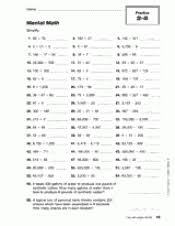 Check spelling or type a new query. Mental Math Printable 5th 6th Grade Teachervision