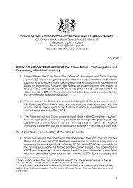 OFFICE OF THE ADVISORY COMMITTEE ON BUSINESS APPOINTMENTS G/7 Ground Floor,  1 Horse Guards Road SW1A 2HQ Telephone: 020 7271 083