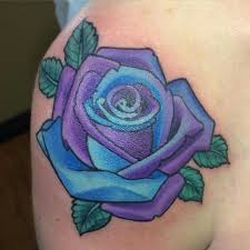 Purple flowers growing up the back. Rose Blue Purple Purple Rose Tattoos Tattoos Floral Tattoo
