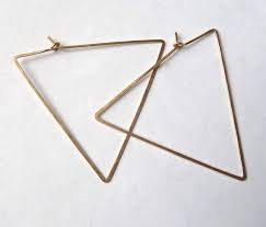 Large Triangle Hoops Big Hammered Gold Triangle Hoop Etsy Hammered Gold Gold Hammered