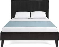 Rated 5 out of 5 stars. Amazon Com Best Choice Products Faux Leather Upholstered Queen Size Modern Platform Bed Frame Mattress Support W Wood Slats Metal Frame Headboard Footboard Black Kitchen Dining
