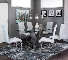 The cheapest offer starts at £50. Cramco Inc Veneto 63 Glass Top Dining Table And 6 Chrome Upholstered Chairs Set Value City Furniture Dining 7 Or More Piece Sets