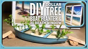 This is a cute, easy way to decorate your desk or office! Diy Dollar Tree Boat Planter 3d Window Dollar Tree Beach Nautical Coastal Summer Room Decor Youtube