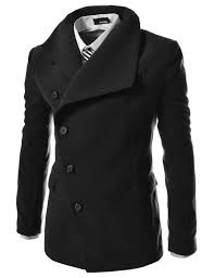 Thelees Men S Unbalance High Neck Slim Pea Coat At Amazon Men S Clothing Store Wool Outerwear Coats Well Dressed Men Mens Outfits Mens Fashion