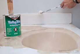 I sanded it, used zinser. Remodelaholic Painted Bathroom Sink And Countertop Makeover