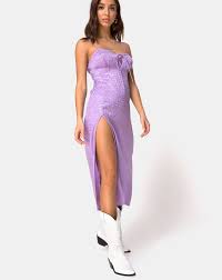 Strappy Satin Lavender Midi Dress Cypress Motelrocks Com