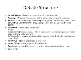 Two sides speak alternately for and against a particular contention usually based on a topical issue. Classroom Debate Structure And Purpose Purpose Of A Classroom Debate Allows Participants To Analyze The Similarities And Differences Between Differing Ppt Download