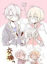 刀剣乱舞 肉まんとあんまんを交換する山姥切と長義くん とある審神者 とうらぶ速報 刀剣乱舞まとめブログ ロマンスアニメ 刀剣乱舞 山姥切国広 ちびキャラ イラスト