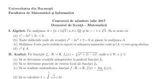 Universitatea din craiova este parte integrantă a comunităţii academice europene și internaționale, împărtăşind valorile culturale, morale, ştiinţifice şi educaţionale ale acesteia. Calendar Admitere 2018 Facultatea De Matematica Si Informatica Bucuresti Studii De Licenta Sesiunea Iulie 2018 Subiecte Admitere Date In Anii Anteriori Jitaruionelblog Pregatire Bac Si Evaluarea Nationala 2021 La Matematica Si