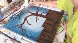 Sollte die zeichnung nicht auf anhieb gelingen, können die aquarellstriche mit. Kreativ Statt Bild Acryl Baum Stamm Aste Malen Painting Tree Trunk Branches Youtube