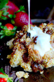 Sourdough Bread Pudding With Chocolate Chunks And Vanilla Cream Sauce Bread Pudding Sourdough Bread Pudding Bread Putting Recipe
