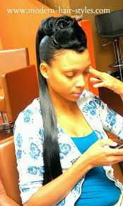 Ponytail Molded And Smoothed Up With Pin Curls At The Crown Black Ponytail Hairstyles Short Hair Styles Natural Hair Styles