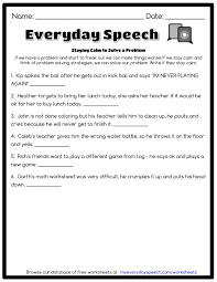 Check Out The Worksheet I Just Made Using Everyday Speech 39 S Worksheet Creator Stay Problem Solving Strategies Speech Therapy Worksheets Therapy Worksheets
