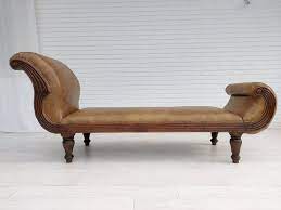 Vintage antique fainting couch sofa chaise gold upholstery w carved wooden legs. Vintage Danish Chaise Lounge Daybed For Sale At Pamono