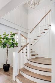 Cap a tread white 47 in. Stained Oak Curved Stair Treads Cottage Entrance Foyer