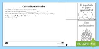 Je te souhaite un anniversaire merveilleux et réussi aujourd'hui et à davantage d'années à venir. Birthday Cards English French Teacher Made