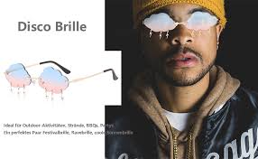 VALICLUD Wolke Sunglasses Rimless Vintage Sunglasses Funny Glasses Disco  Glasses Flash Tassel for Women Men Tinted Glasses Festival Sunglasses,  darkblue, 14,6 cm : Amazon.co.uk: Fashion