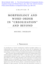 Pdf Morphology And Word Order In Creolization And Beyond