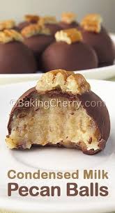 Chocolate Covered Condensed Milk Pecan Balls Baking Cherry Recipe Desserts Pecan Recipes Delicious Desserts