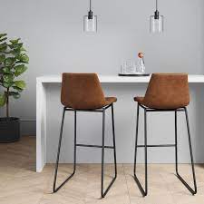 I really like these west elm chairs. Bowden Faux Leather Barstool Project 62 Barhocker Metall Barhocker Mit Ruckenlehne Barhocker Leder