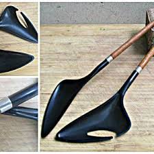 Danish Modern Teak Salad Tongs Salad Set Helge Benzin Salad Servers Helge Benzin Salad Tongs Teak Handle Salad Servers