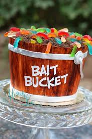 Fondant Covered Groom S Cake With Crushed Cookie Dirt And Gummy Worms Fishing Themed Birthday Party Fishing Birthday Party Party Cakes