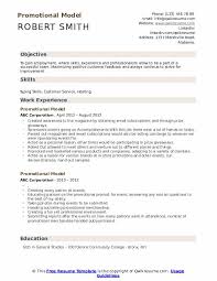 Promotional Model Resume Samples Qwikresume