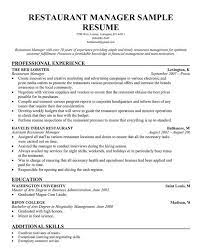 Resume Templates Restaurant Resume Templates Restaurant Management Manager Resume Restaurant Resume