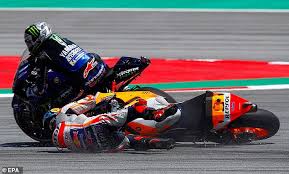 We wanted fireworks, and we got them. Jorge Lorenzo Triggers Crash That Takes Out Andrea Dovizioso Maverick Vinales And Valentino Rossi Daily Mail Online