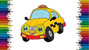 How To Draw A Taxi Cute And Easy Cartoon Car Drawing Step By Step Today i will show you how to draw a lowercase letter 'e' car.