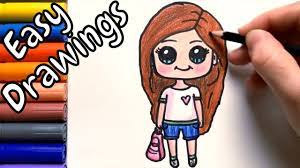 Educational videos for drawing and coloring. Easy Drawings How To Draw Cute Beautiful Girl Color And Draw Step By Step Youtube