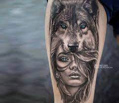 Wild Girl Tattoo By Jurgis Mikalauskas Post 21053 Wolf Tattoo Sleeve Indian Girl Tattoos Wolf Girl Tattoos